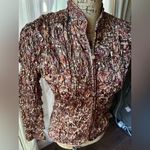 MSK Rouched Sequin Full Zip Blazer Brown Photo 1