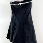 Saints Strapless Bow Contrast Mini Pleated Dress Black White Medium Photo 5
