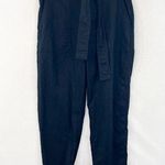 Banana Republic Linen Blend Black Belted Pants 8 Tapered Leg Minimalist Photo 0