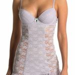 Jessica Simpson Lace Chemise in Light Gray with pink Trim Photo 0