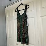 Topshop  Black Mini Dress Green Blue Gold Mermaid Sequin Sleeveless Size US 8 NWT Photo 8
