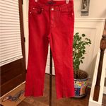 ZARA Trafaluc Denimwear NWOT Red Coated Denim Pants with Zipper On Bottom Front Photo 2