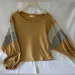 Pink Lily  women’s large patchwork balloon sleeve crewneck top Photo 0