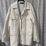 LIONESS Off White Faux Leather Crocodile/Snakeskin Jacket Sz. L Photo 0