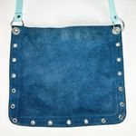 Vintage Y2K Old Navy Suede Leather Purse Blue Teal 11"x9.75" Photo 3