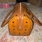 MCM  Tan Leather Satchel with Gold Accents Photo 2