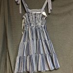 Monteaux LA small blue white striped sundress with shoulder ties tiered dress Photo 1