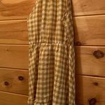 Gingham mock neck halter swing dress. Size large. Gold Photo 0