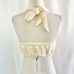 We Wore What New Tie Halter Bra Top Ribbed Knit Crop Top Ivory Size Medium Photo 5