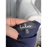 Lulus NWT Women's Navy Blue Asymmetrical Mini Dress Size Medium Long Sleeve Photo 7