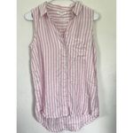 BeachLunchLounge Womens Kessie Shirt XS Pink White Striped Sleeveless Rayon Top Photo 4