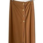 Vintage OOAK high waisted Brown wrap maxi skirt gold button closing large Photo 0