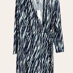 H Halston Jet Set Jersey Knit Navy Tie Dye Wrap Dress Size M NWT Blue Size M Photo 1