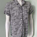 J. Crew White & Black Heart Print Pajama Shirt Small Photo 0