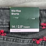 Wild Fable Black Jean Shorts with Red Embroidery Photo 3