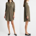 Faherty Legend Sweater Mini Shirtdress Tunic in Olive Melange Flannel Size Large Green Photo 1