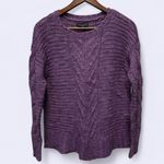 American Eagle Purple Chunky Cable Knit Crewneck Sweater Photo 0