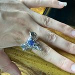 Natural Tanzanite Sterling Silver Elephant Ring Size 8 Purple Photo 2