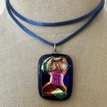 Handmade Dichroic Glass Pendant Necklace Blue Photo 0