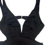 Womens Swimsuit One Piece Black Size Large Cutout Plunging Neck High Thigh Sexy Photo 8