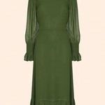 Reformation Galena Long Sleeve Dress in Olive Photo 2