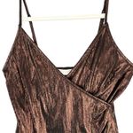 ASTR The Label Clarissa Dress Womens M Brown Bronze Metallic Cocktail Glamour Photo 3