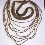 34” Bronze Metallic Seed Bead Beaded Multi Strand Statement Necklace Photo 0