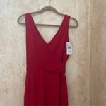 Mango MNG Linen Wrap Jumpsuit Red Wide Leg Sleeveless Has Belt V Neck Sz XL Photo 8