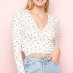 Brandy Melville ballerina tie front crop top Cottagecore Coco Floral Long Sleeve Photo 0
