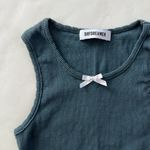 Daydreamer SOLID BOW POINTELLE 90s Baby TANK TOP Vintage Black XS Photo 3
