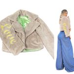 Beige Plush Faux Fur Crop Jacket size M Salgunamu Brazil Vegan Teddy Bear Size M Photo 1