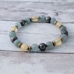 Vintage Stretch Bracelet Yellow & Muted Green Tones Photo 2