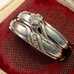 Vintage 10k White Gold Diamond Band Wedding Set Sz 7.25 & 7.5 BOX NOT INCLUDED Photo 2