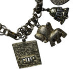 Vintage Charm Bracelet Political GOP Elephant Bell 60s Luck Silver Tone Photo 4