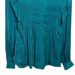 Anthropologie  NWT Pintuck Blouse Women’s Size Small Dark Turquoise Button Top Photo 2