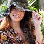 Natural Life Dark Green Velvet corduroy Frayed Edge Bucket Hat one size Photo 0