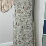 Vintage 90s Sage Green Crinkle Floral Fairycore Phoebe Buffay Long Maxi Dress 10 Photo 0