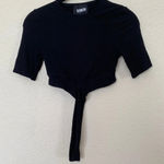Reformation  rib knit cut out criss‎ cross crop top black Size S Photo 0