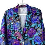 VTG Blair Boutique 80s / 90s Vintage Vibrant Purple Floral Shirt Blazer Jacket Size L Photo 2