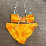 Endless Waves Yellow Orange Floral Scoop Reversible Bikini Set Large 11 Photo 1