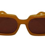 SZADE NIB Dart Sustainable On Trend Rectilinear Burnt Honey/Cherry Cola Sunglass Yellow Photo 3