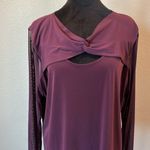 Calvin Klein Women's Long Sleeve Knot Front Top - cranberry Photo 1