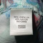 Van Heusen Mint Green & Orange Floral Linen Blend Split Neck Blouse M Photo 9