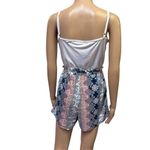 Ultra Flirt Blue White Spaghetti Strap V Neck Tie Waist Short Romper Size Large Photo 4