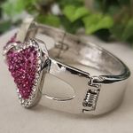 Silver with Pink and Clear CZ Bow Clamper Hinge Bling Bracelet Photo 2