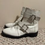 Stuart Weitzman Ryder Pearl Geo Buckle Booties White Silver- Size 37 (6.5) Photo 1