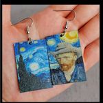 Stylish Mismatched Drop Earrings Wooden Pendant‎ Perfect Decor For Art Lovers Blue Photo 6
