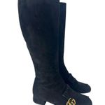 Gucci Suede Scamosciato GG Marmont Fringe Knee High Boots in Black Photo 4