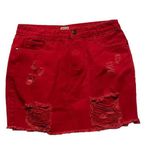 Top Trends Women’s Red Distressed Jean Skirt Size 40 Photo 0