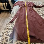 Massimo Dutti Brown Satin Faux Wrap Dolman Sleeve Side Slits Midi Dress Size M Photo 16